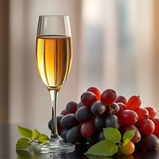 Copa de cava espumoso y uvas